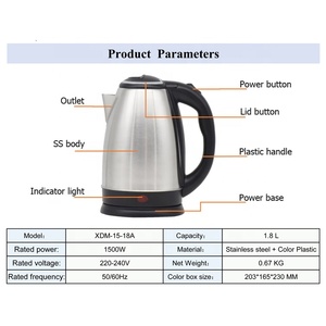 220V-240V 1.8L 1500W Stainless Steel Cordless <b>Kettle</b> <b>Temperature</b> <b>Control</b> Automatic Shut-off 360 Degree Household - Product Image 2
