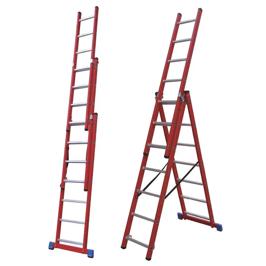Extension 6063/T5 Aluminium + Fiberglass Domestic Ladders Combination Ladders High Quality And Low Price 3.0mmthickness Max Loa