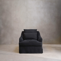 Fauteuil d'appoint en tissu de lin de style européen-américain avec repose-pieds, amovible et lavable, design de mobilier de salon