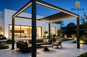 RKOVE RK-E2 Modern Black Aluminum Pergola <b>Square</b> <b>Frame</b> Powder Coated Weather Resistant Backyard Outdoor Structure - Product Image 5