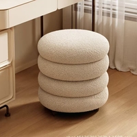 Tabouret de coiffeuse crème, pouf moelleux pour chambre à coucher, chaise de maquillage, tabouret de canapé pour enfants, design simple pour salon de manucure