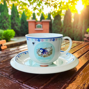 Ensemble de tasses et soucoupes en céramique blanches à motifs animaux de dessin animé pour enfants, résistantes aux hautes températures, avec couvercle et paille, pour promotions d'espresso - Product Image 2