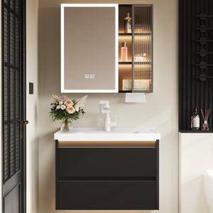 Luxury High-End Black Honeycomb Aluminum Bathroom <b>Vanity</b> Set With <b>Makeup</b> <b>Vanity</b> For Bathroom Upgrade - Product Image 3