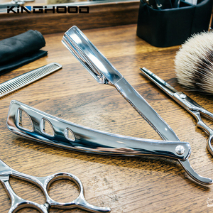 Rasoio a Mano Libera Professionale da Barbiere per Salone con Logo Personalizzato, Lama Singola di Sicurezza, Manico in Metallo Nero per <span class=keywords><strong>Rasatura</strong></span> Viso e <span class=keywords><strong>Barba</strong></span> da <span class=keywords><strong>Uomo</strong></span> - Product Image 2