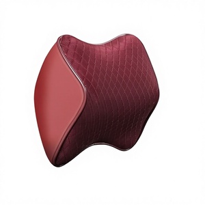 Coussin de soutien lombaire et cervical en mousse à mémoire de forme et cuir artificiel pour appuie-tête de voiture, avec maille latérale - Product Image 1