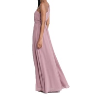 Dernier modèle tendance de robes longues de bal de promo élégantes et fendues en mousseline de soie robes de demoiselle d'honneur à une épaule orange brûlée