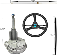 Kit de câble de direction pour bateau 10/12/13/14/15FT, ensemble de roue de gouvernail rotative pour moteur hors-bord, accessoire de yacht