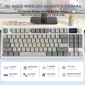 คีย์บอร์ดเกมมิ่งแบบกลไก ATTACK SHARK K86 พร้อมไฟ RGB Backlit จอแสดงผลอัจฉริยะ ปุ่มควบคุมแบบหมุน รองรับการเชื่อมต่อ 3 โหมด แบตเตอรี่ 4000mAh - Product Image 5