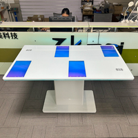 Table tactile interactive capacitive à 4 écrans de 15,6 pouces, blanche, 10 points de contact, avec bande LED, charge sans fil, pour usage commercial et bureautique