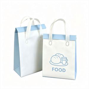 Bolsa de Papel Grueso Reciclable con Logotipo Personalizado, Impresión Serigrafiada, Asa Larga, para Café, Supermercado, Sándwiches - Product Image 1