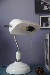 古典铁艺台灯 LED E26 绿色玻璃拉线开关台灯 家居客厅卧室床头装饰 - Product Image 4