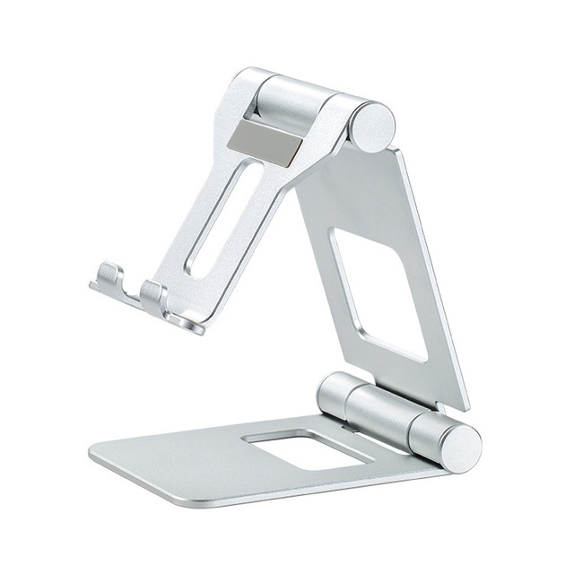Custom Logo Universal Luxury Aluminum Alloy Double Folded Desk Table Mobile Phone Holder Bracket Tablet PC Stand Mount for Ipad