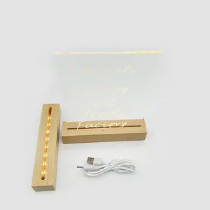 Base en bois avec lumière led et acrylique Base d'affichage à LED en bois pour plaque lumineuse acrylique LED affichage de lumière en bois acrylique
