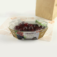 Boîte en papier personnalisée pour fruits avec couvercle en plastique, emballage de fruits durable, fenêtre transparente, présentoir robuste empilable, parfait pour les magasins
