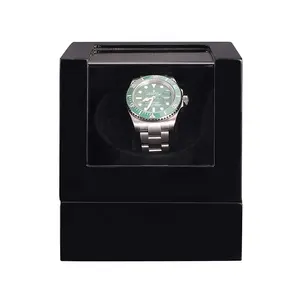 New Custom Logo High Gloss OEM ODM Wood Watch Luxury Winder Case Custom Automatic Rotating Single Winder Watch Box