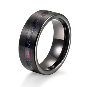 Anelli Classici da Uomo Tempusort in Carburo di Tungsteno Spazzolato Placcato Nero da 8mm, Gioielli alla Moda per Regalo Anniversario - Product Image 1