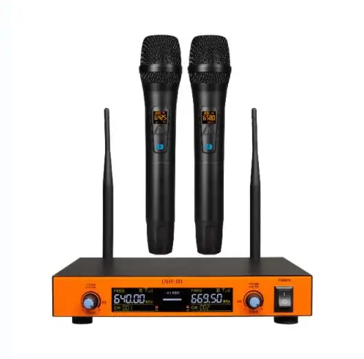 Microfone sem fio profissional uhf, com cabo duplo, para karaoke