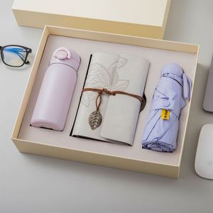 Nouvelles idées de produits 2025 : Coffret cadeau comprenant un agenda, une bouteille d'eau/une tasse isotherme et un petit parapluie de la série couleur macaron pour articles cadeaux - Product Image 4