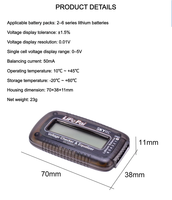 Vérificateur de tension de batterie LiPo SKYRC LiPo Pal 2S-6S avec fonction d'équilibrage des cellules, moniteur de tension LCD pour drone FPV, voiture RC, avion
