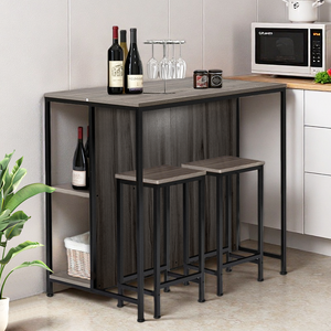 Wholesale Dining <strong>Table</strong> Set Restaurant Furniture Modern <strong>Tall</strong> Antique Brown Steel Wood Dining <strong>Table</strong> and Dining Chair Set - Product Image 5
