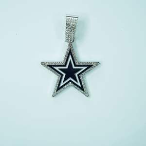 Liontin bintang biru Hip Hop dan kalung perhiasan mewah hiphop rantai Tautan Kuba 15mm berlapis emas perak - Product Image 2