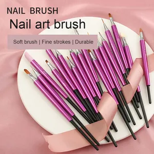 Kit de pinceaux pour nail art UV, manche métallique plat, poils en nylon, pour points, peinture, liner, manucure, salon, décoration des ongles - Product Image 2