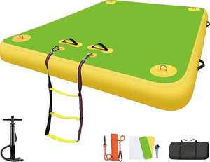 Plateforme de quai flottante gonflable, structure rigide en drop stitch, épaisseur de 8 pouces, <span class=keywords><strong>rampe</strong></span> intégrée pour animaux de compagnie, enfants, adultes, poignées supplémentaires, plusieurs tailles - Product Image 1