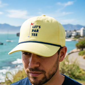 Logo Outdoor Trucker Hats Printed Sporty Baseball Caps <b>Light</b> Yellow Curved Bill Golf Hat 5-Panel Golf Hat with <b>Rope</b> - Product Image 6