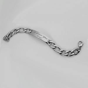 Pulsera de <span class=keywords><strong>cadena</strong></span> Figaro de acero inoxidable para <span class=keywords><strong>hombre</strong></span> con estilo, regalo único, placa en blanco grabable a la moda, chapada en oro - Product Image 1