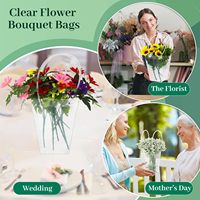 Sacs de bouquet de fleurs clairs avec poignée magasin de fleuriste emballage fournitures sacs pour père fête des mères remise des diplômes faveurs de fête de mariage