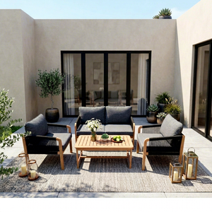 Conjunto de Sofá de Madera de Acacia Contemporáneo (4 Piezas), Plegable, Ecológico, para Jardín, Villa, Hotel, Muebles de Madera de Teca, Venta al Por Mayor - Product Image 1