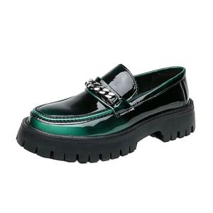 Mens Premium Gradient Synthetic Leather Platform Loafers Fashion <b>Slip</b> on Dress Shoes With Metal Accent Non-<b>Slip</b> Sole for Men - Product Image 5