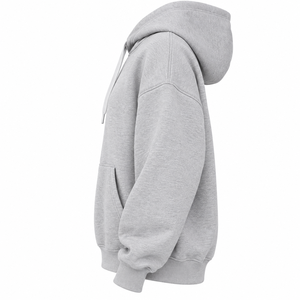 Sweat à capuche oversize pour femme 100 % coton molletonné gris uni longueur standard avec poche avant respirant tricoté pour l'automne - Product Image 3