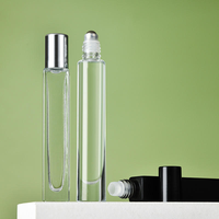 Flacon d'huile essentielle ou de parfum carré rond mat noir blanc transparent 10 ml avec bille roulante en acier inoxydable ou en verre
