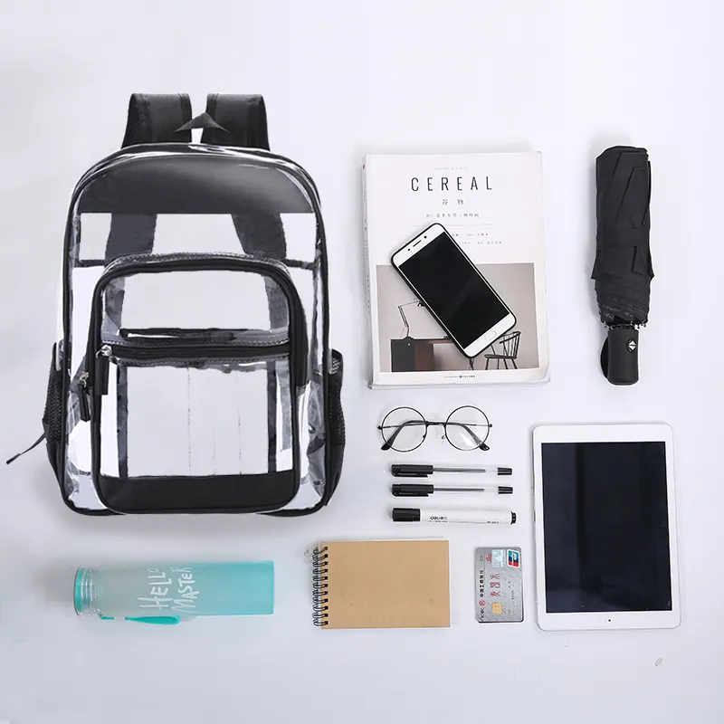 travel pvc waterproof backpack clear student transparent school bag transparent backpack women