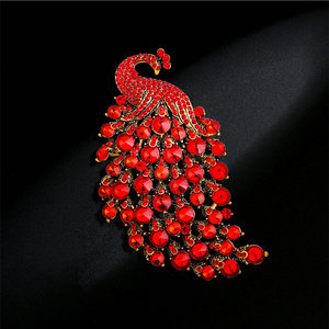 Qushine New Colorido Pavão Cristal Liga Grande Strass Broche para Casamento Presente Do Partido Das Mulheres - Product Image 4