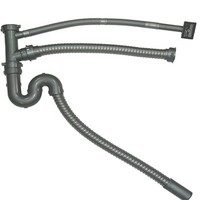 Évier de cuisine moderne à double bac avec drain flexible et siphon filtrant facile à installer, tuyau d'égout en PVC et fil métallique
