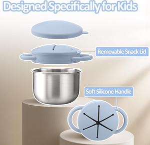 Thép không gỉ Toddler Snack <span class=keywords><strong>Cup</strong></span> với Silicone tràn bằng chứng Catcher và nắp đậy du lịch xe trường Snack container cho trẻ em - Product Image 3