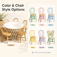 Ensemble table et chaises rondes en rotin naturel faites à la main pour enfants, idéal pour garderie, école maternelle, salle de jeux, intérieur, extérieur, fêtes et événements (location disponible)