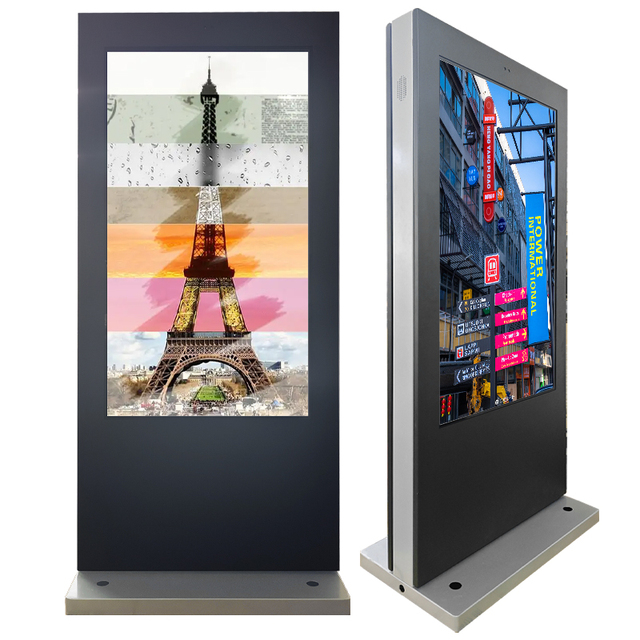 Outdoor Floor Standing Vertical Digital Signage, IP65 Waterproof High Brightness 4K LCD Advertising Kiosk, Sunlight Readable