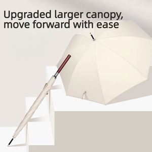 Parapluie de golf professionnel long et droit pour hommes, avec logo personnalisé OEM, 8 baleines, ouverture automatique, manche en bois massif, 220T, imperméable et coupe-vent - Product Image 3