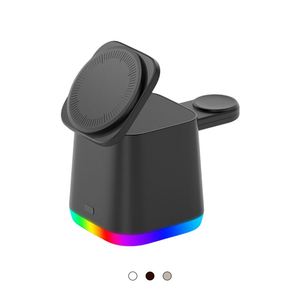 แท่นชาร์จไร้สายแม่เหล็กแบบพับได้ 4-in-1 กำลังไฟ 15W พร้อมไฟ RGB และแท่นชาร์จเร็ว - Product Image 1