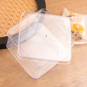Boîte en plastique transparente carrée, sécurisée pour les aliments, avec couvercle séparé, empilable, en PS rigide, pour confiserie, collations, bibelots, emballage cadeau - Product Image 3