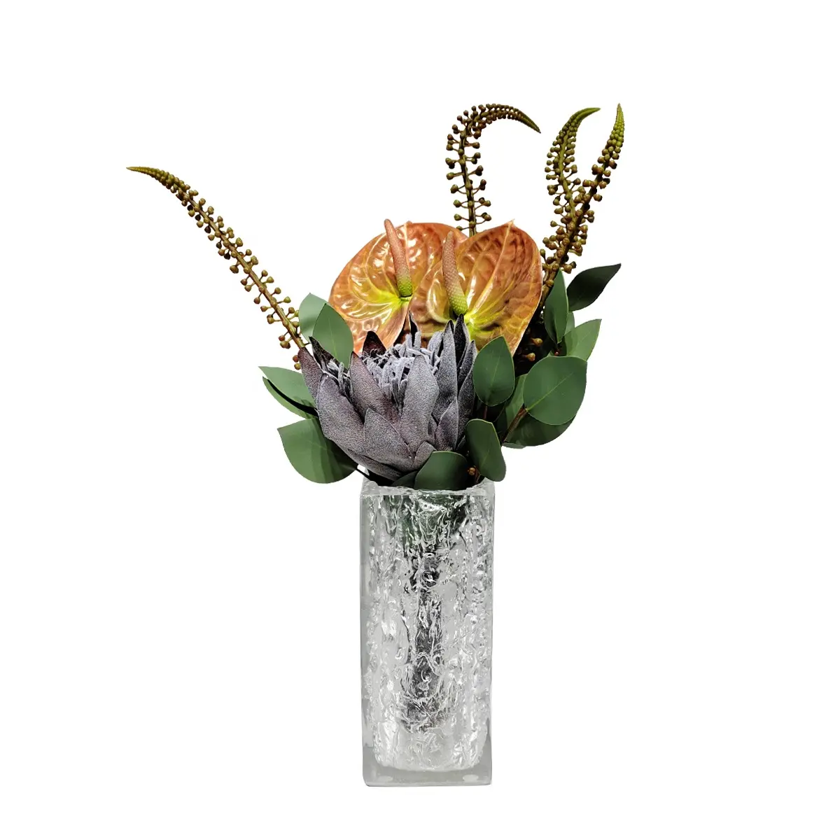Natural Real Touch Anthurium hybridda pengaturan bunga buatan tangan hadiah ulang tahun Hari Ibu Hari Valentine