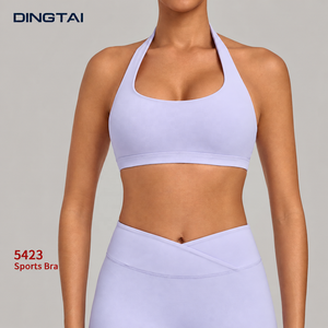Sujetador deportivo Dingtai con espalda recortada y tirantes fijos para mujer, con almohadillas extraíbles, sin aros, soporte medio, transpirable, color liso, para pickleball - Product Image 4