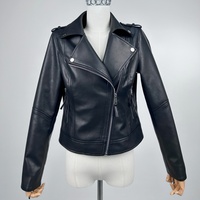Veste en cuir asymétrique classique pour femme avec fermeture éclair, couleur et taille personnalisables, coupe-vent, style motard, pour le printemps et l'automne