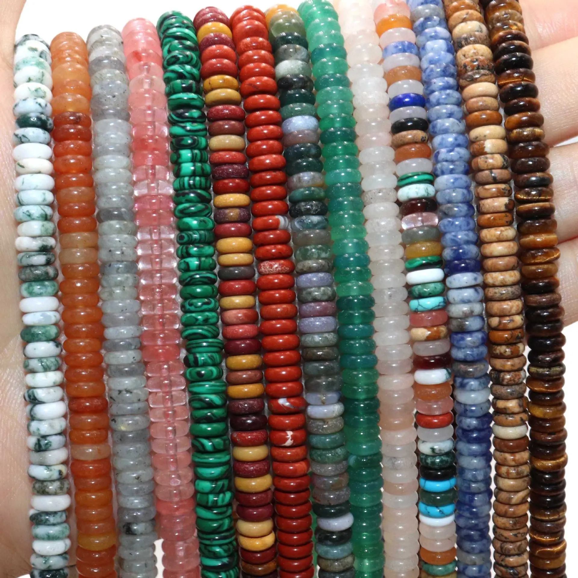 Suxuan6*2mm Natural Stone Green Agates Round Loose Beads High Quality Aventurine Beads Red Jasper Loose Beads For Bracelet