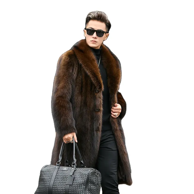 Faux Fur Coat Classic Men's mink Imitation Clothes Warm Winter Long Men's Windbreaker Jacket