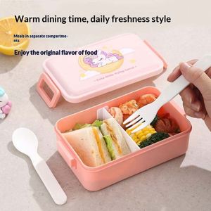 <b>Set</b> Sealed Compartment Leak-Proof Design for Primary/Secondary School Students Microwave Heating Portable <b>Lunch</b> Box - Product Image 5