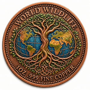 Moneda Conmemorativa de Cobre Puro .999 de 1 Oz, <span class=keywords><strong>Lobo</strong></span> Rondeando a la Luna Llena, Decoración Colorida de Vida Silvestre, Regalo - Product Image 2